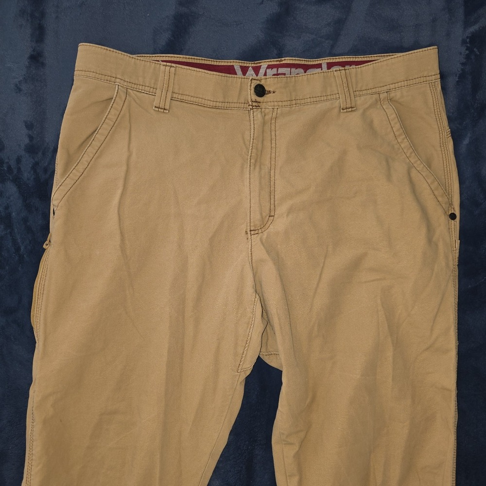 Wrangler Carpenter Pants Men's 36x32 Khaki Tan Work Utility Canvas Workwear